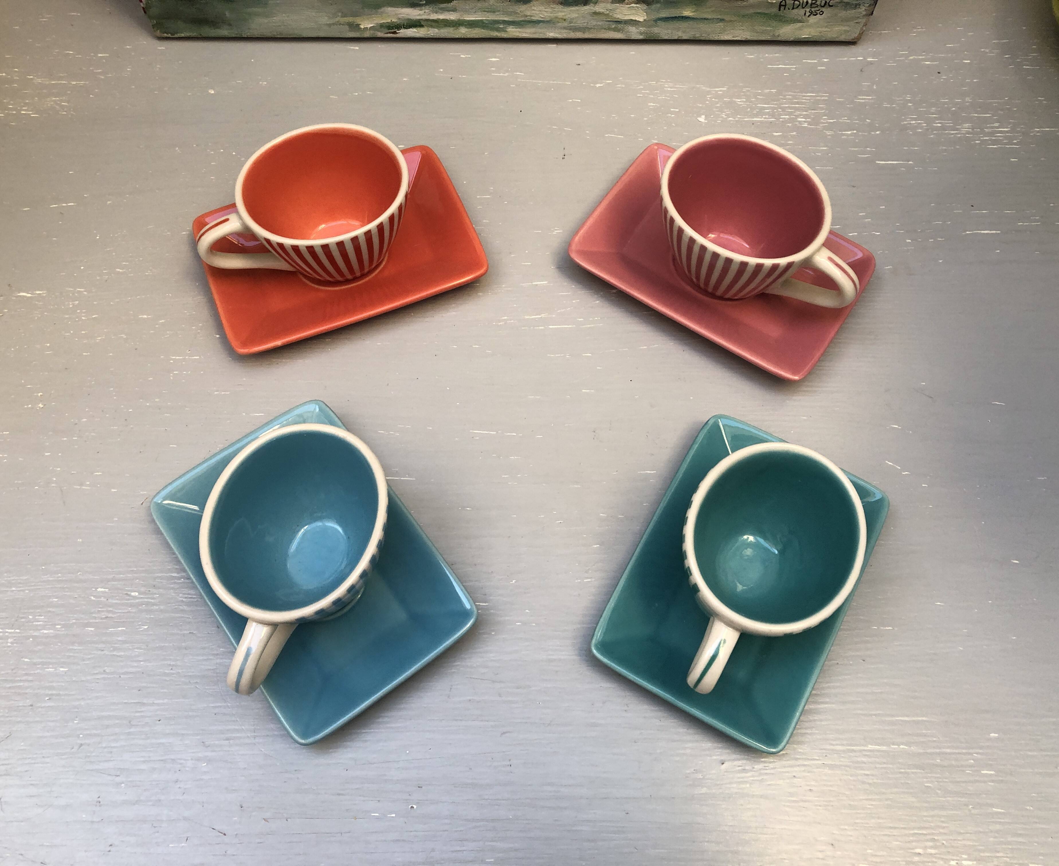 4 vintage ceramic coffee mugs edited by lbvyr circa