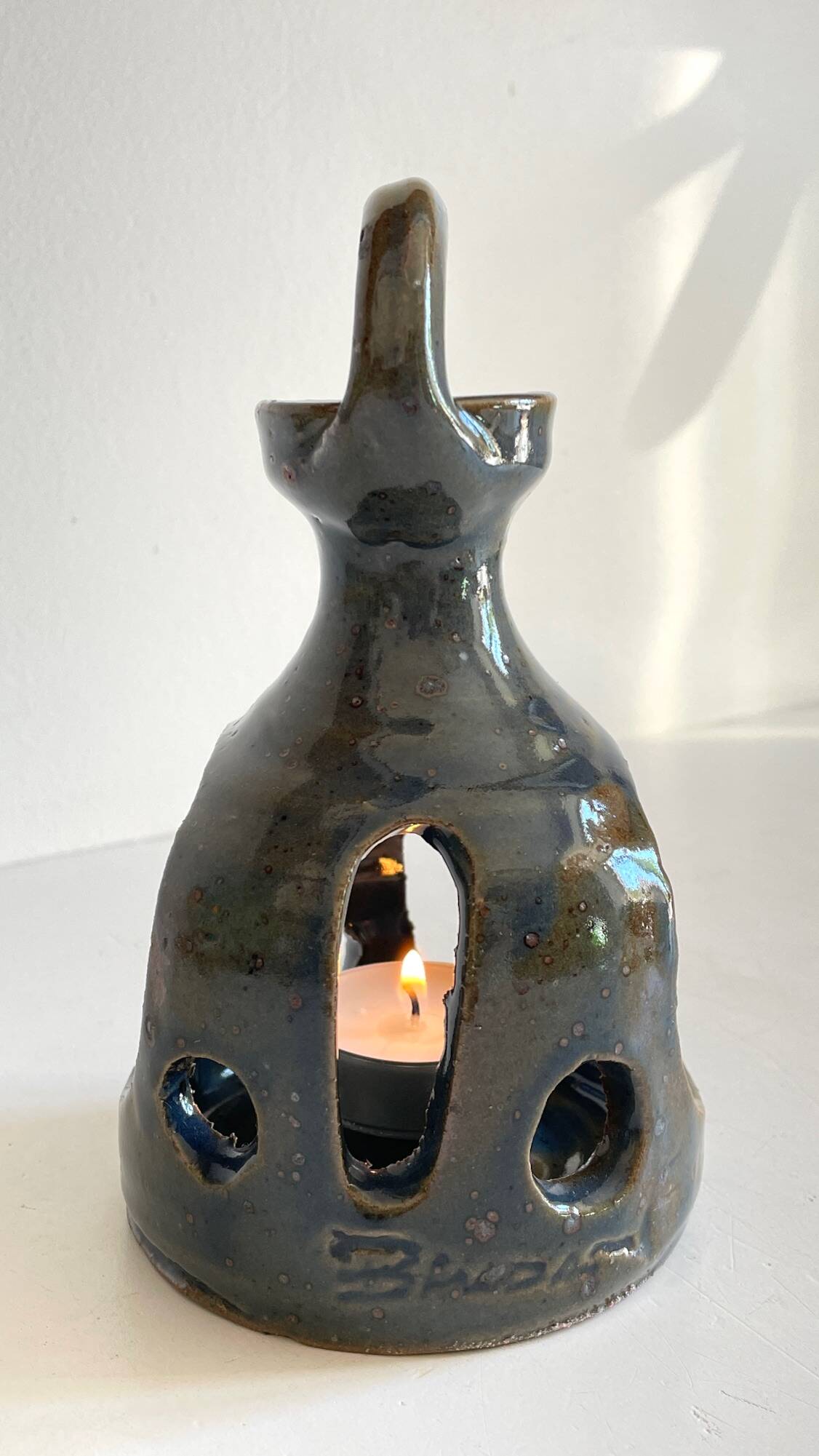Vintage Handcrafted Stoneware Candle Holder