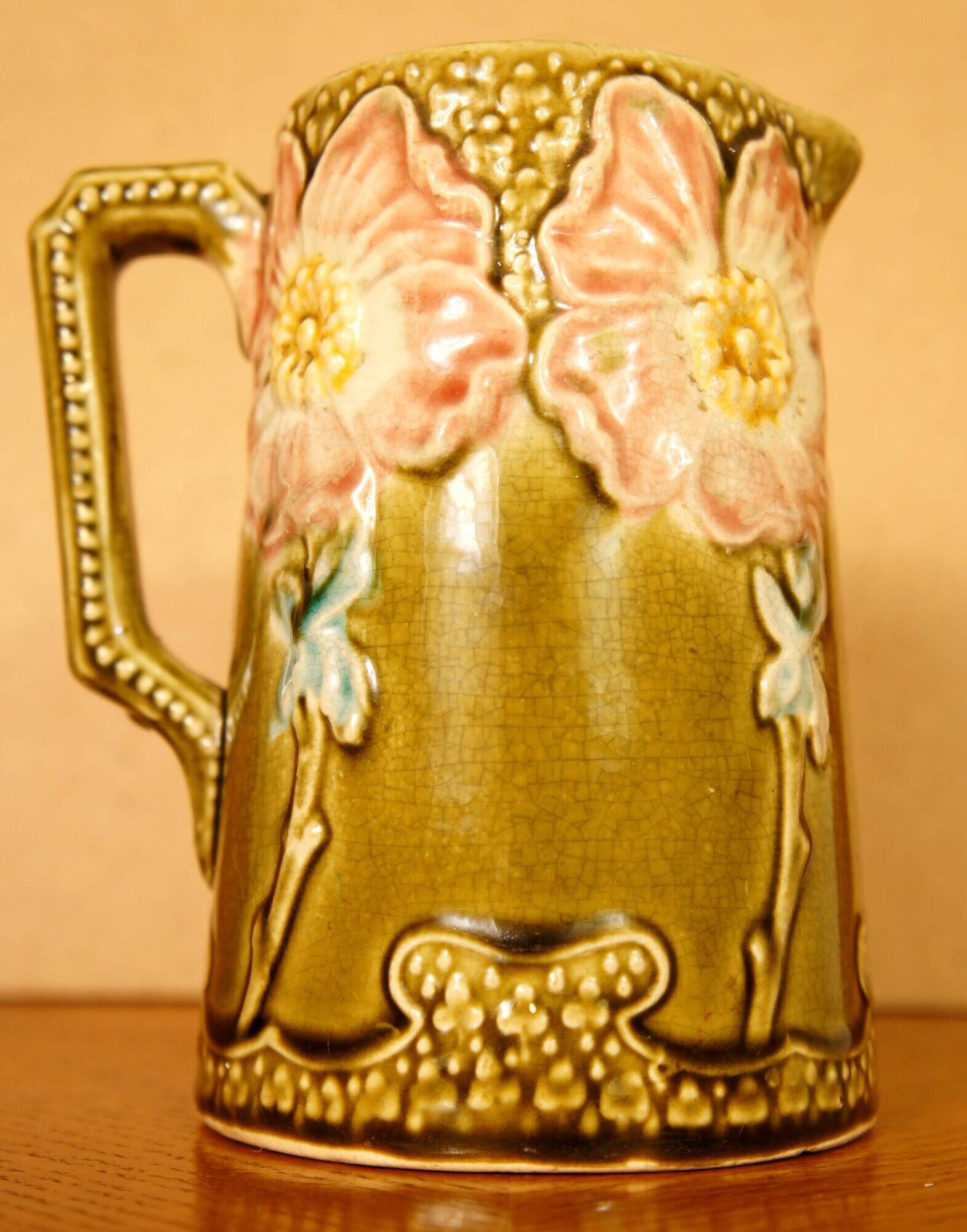 Pichet barbotine Art Nouveau, Gustave de Bruyn, Fives Lille circa 1900