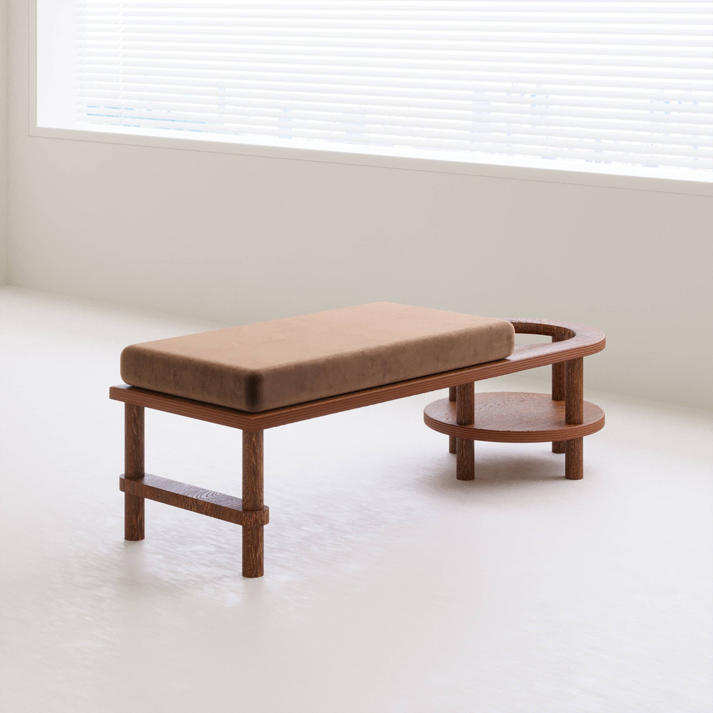 Mid Century Modern Wooden Bench 95x45x45Cm