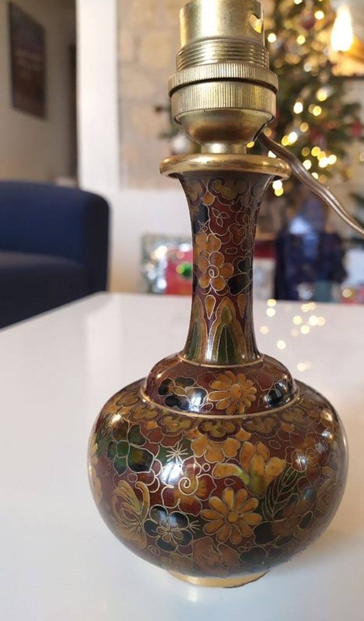Pied de lampe en email cloisonné
