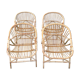 Set de 4 fauteuils rotin vintage