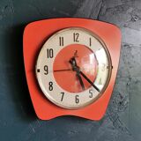 Vintage formica clock asymmetrical silent wall clock "Jaz orange"
