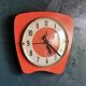 Vintage formica clock asymmetrical silent wall clock "Jaz orange"