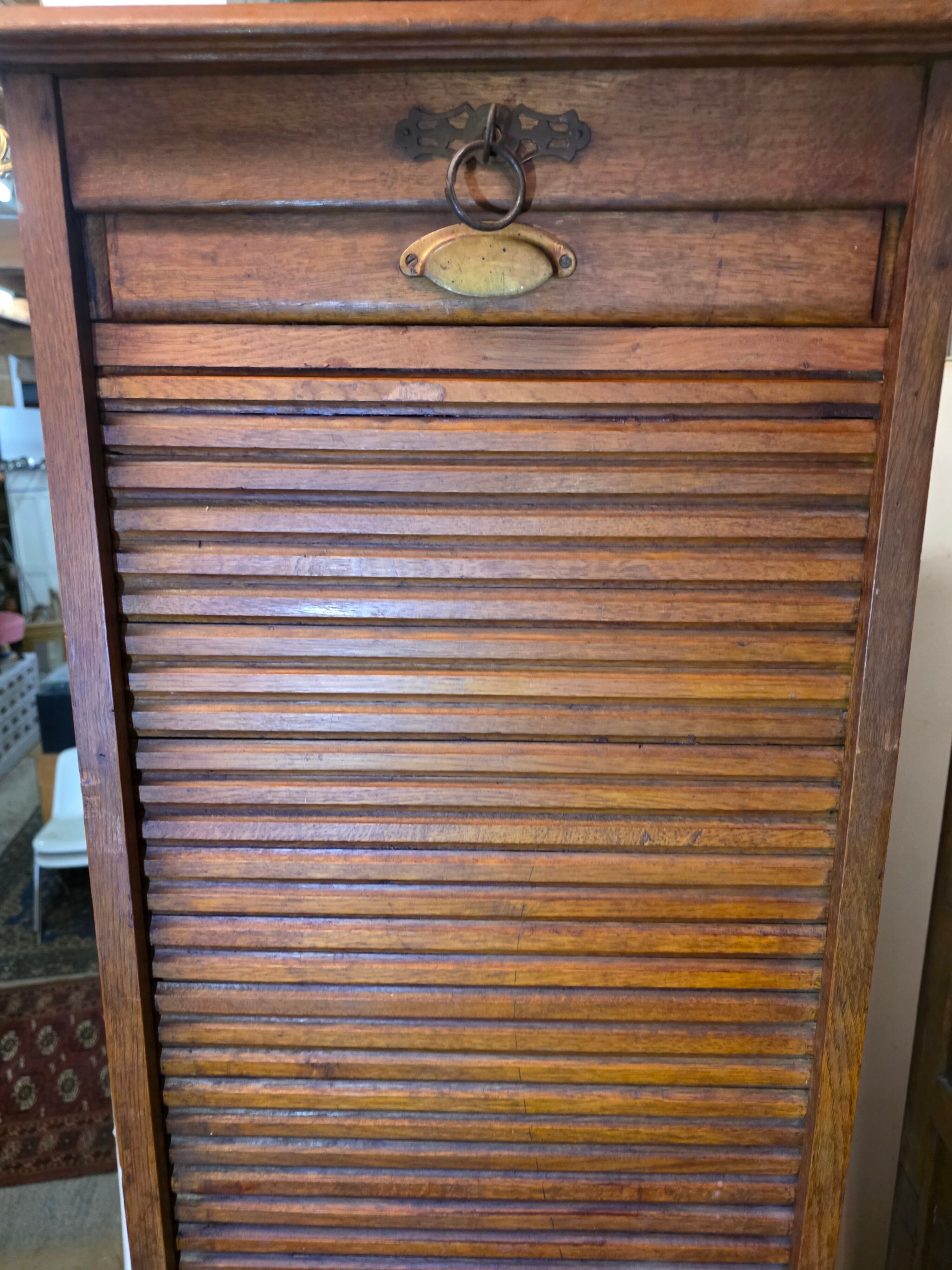 Pair of oak curtain file cabinets