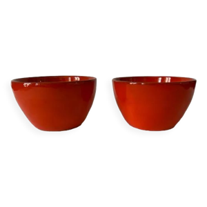 Ancien bols émaillés rouges Vallauris