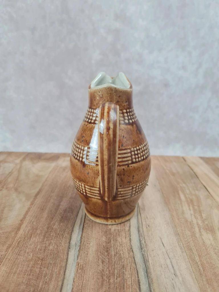 Small vintage stoneware jug with dotted decoration – rustic spirit