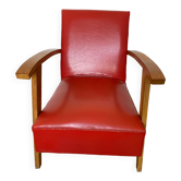 Vintage red leather armchair