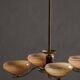 Art Deco chandelier with 4 arms in glass and brass, Sweden, 1940s