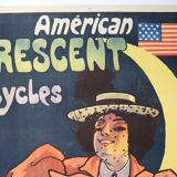 American crescent cycle bike poster signed Misti Litho Stars & Stripes lune 1898 litho