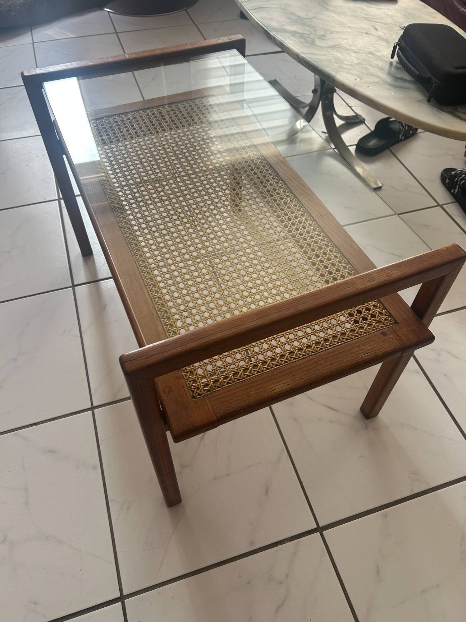 Mahogany coffee table Roger Landault 1960