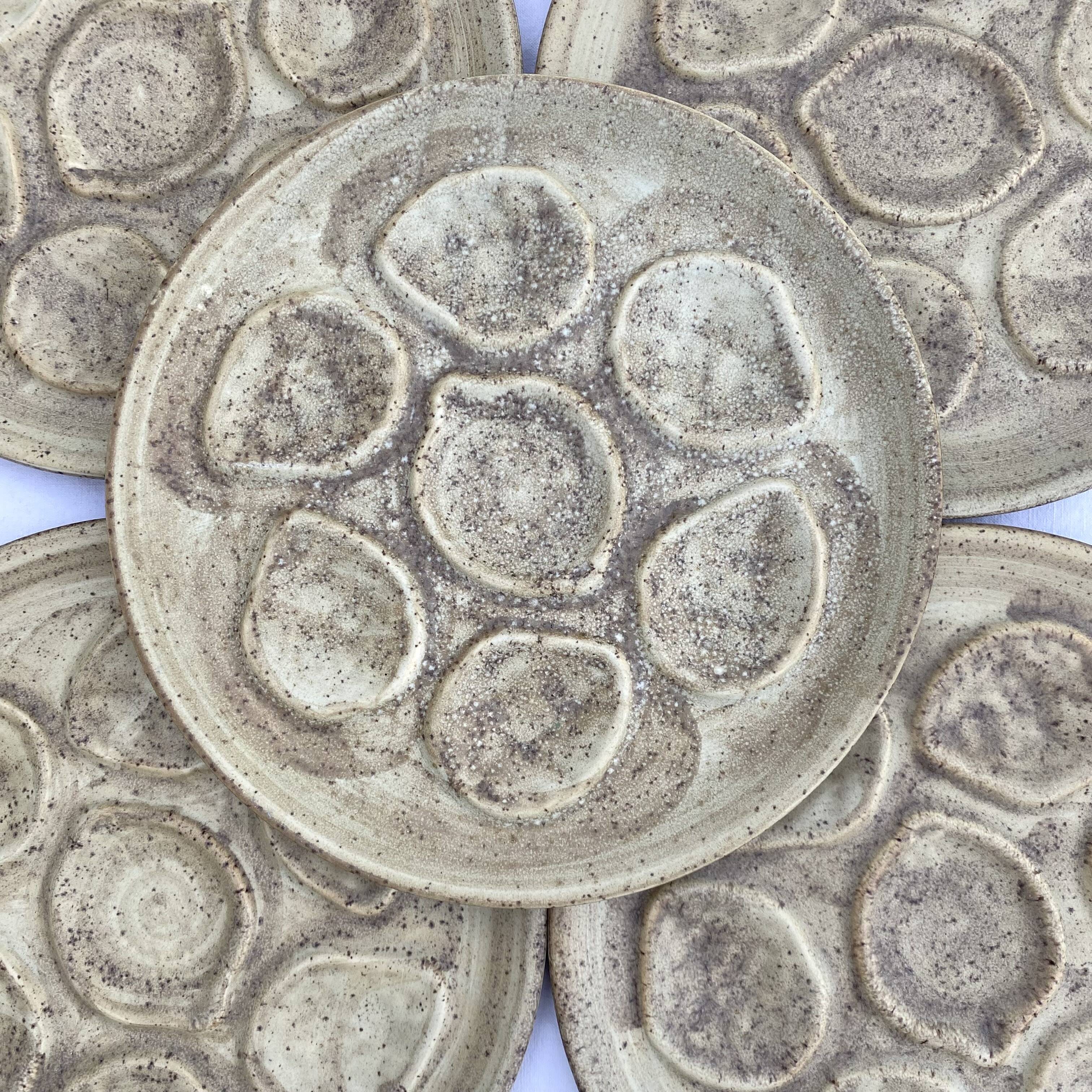 Vintage stoneware oyster plates