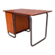 Vintage tubular desk year 50 in solid teak and light wood veneer