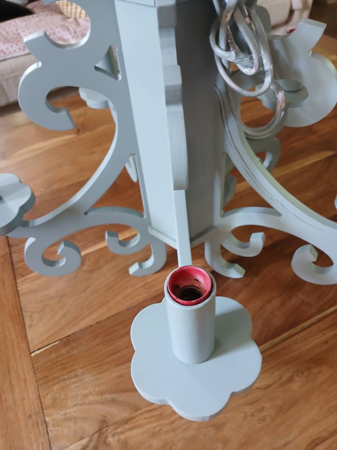 Gustavian style wooden chandelier