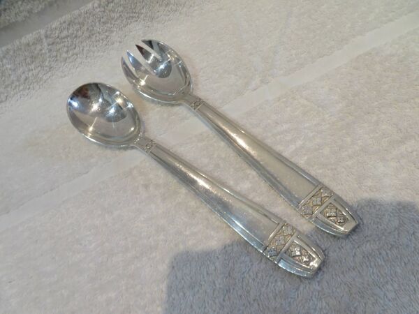 service à salade 2p métal argenté modèle grand prix de Monaco 24,6cm