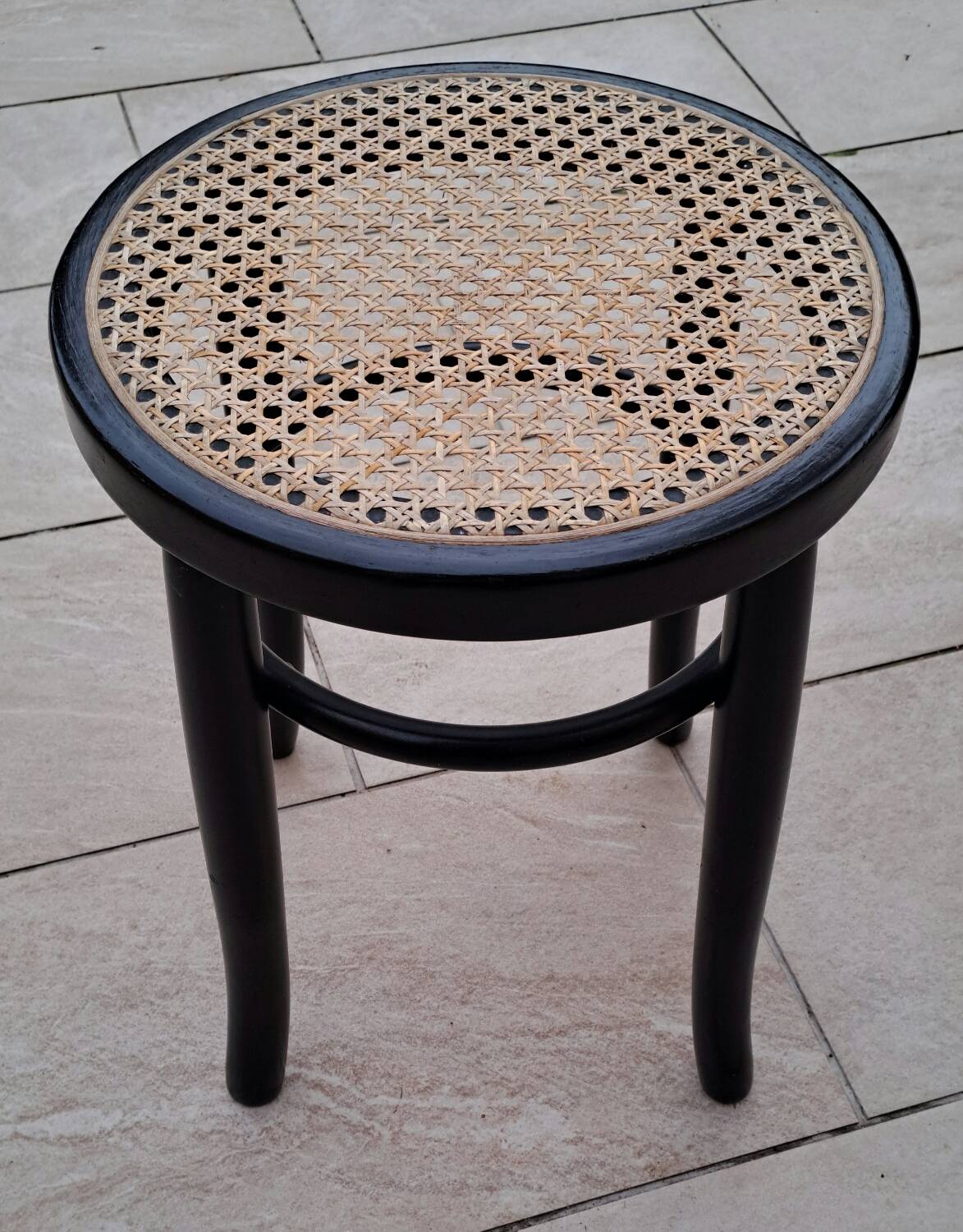 Wooden and cane stool