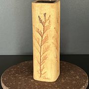 Vase en grès à décor d'herbier par Raymonde Leduc, Vallauris années 60