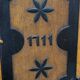 Antique  Swedish 18th Century Oak Hanging Corner Cabinet, 1711