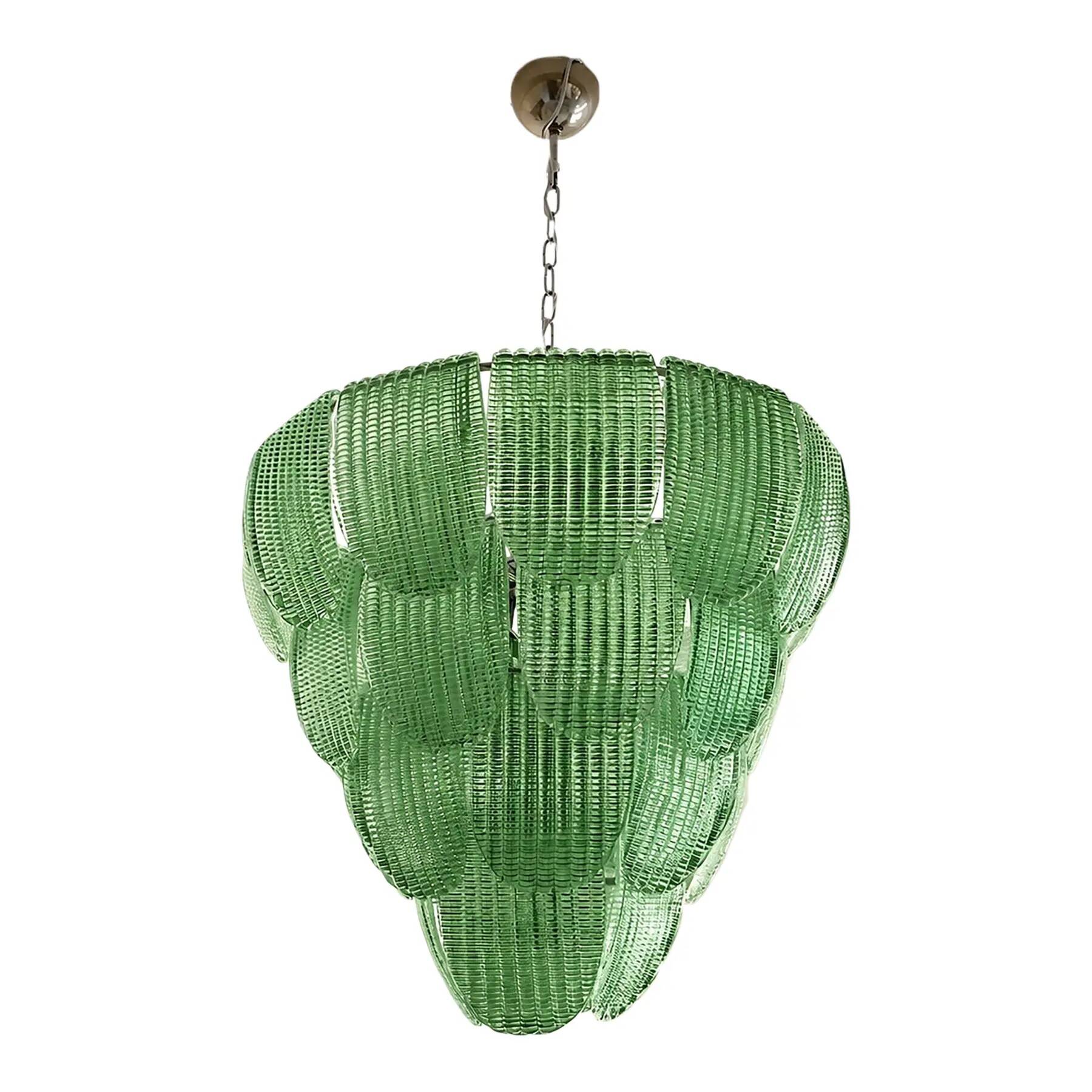 Elegant Contemporary Diamanted Petals Murano Glass Chandelier by Simoeng