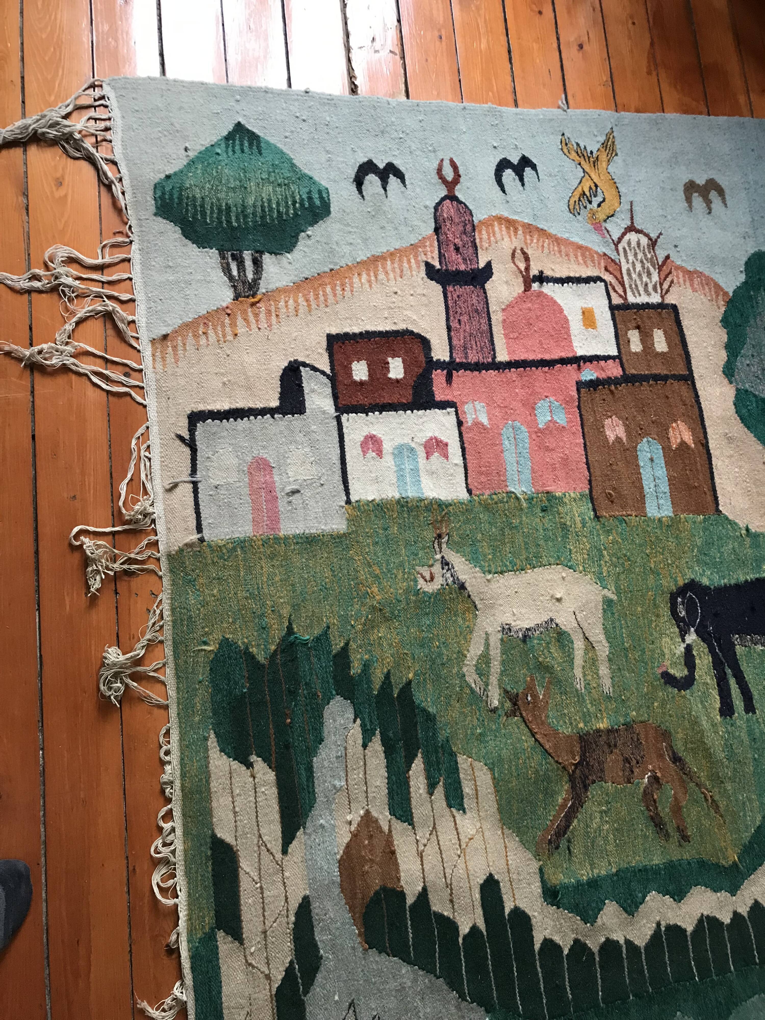 Vintage Egyptian Tapestry Ramsès Wissa Wassef circa 1960