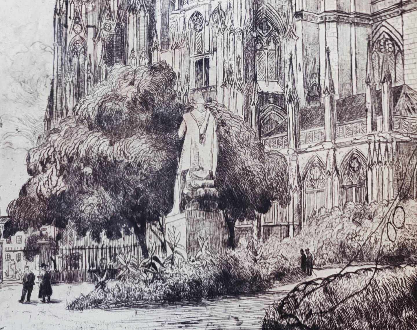 Etching of the Abbey Church of Saint-Ouen in Rouen