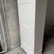 Vintage Parisian wardrobe, pale yellow lacquer, one door, three shelves, one drawer