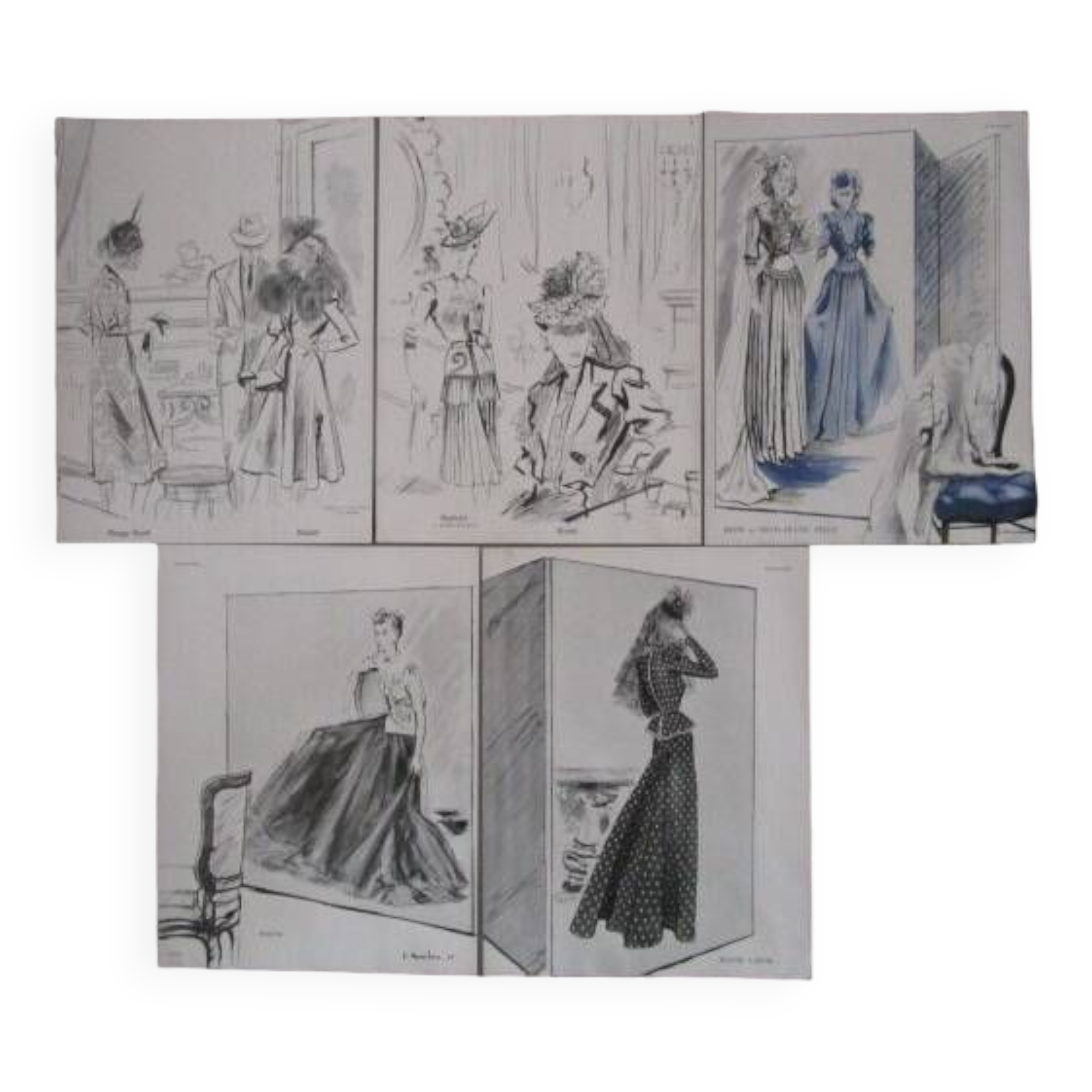 Lot de 5 publicités de mode années 40'