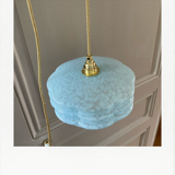 Pair of blue Clichy glass hanging lamps