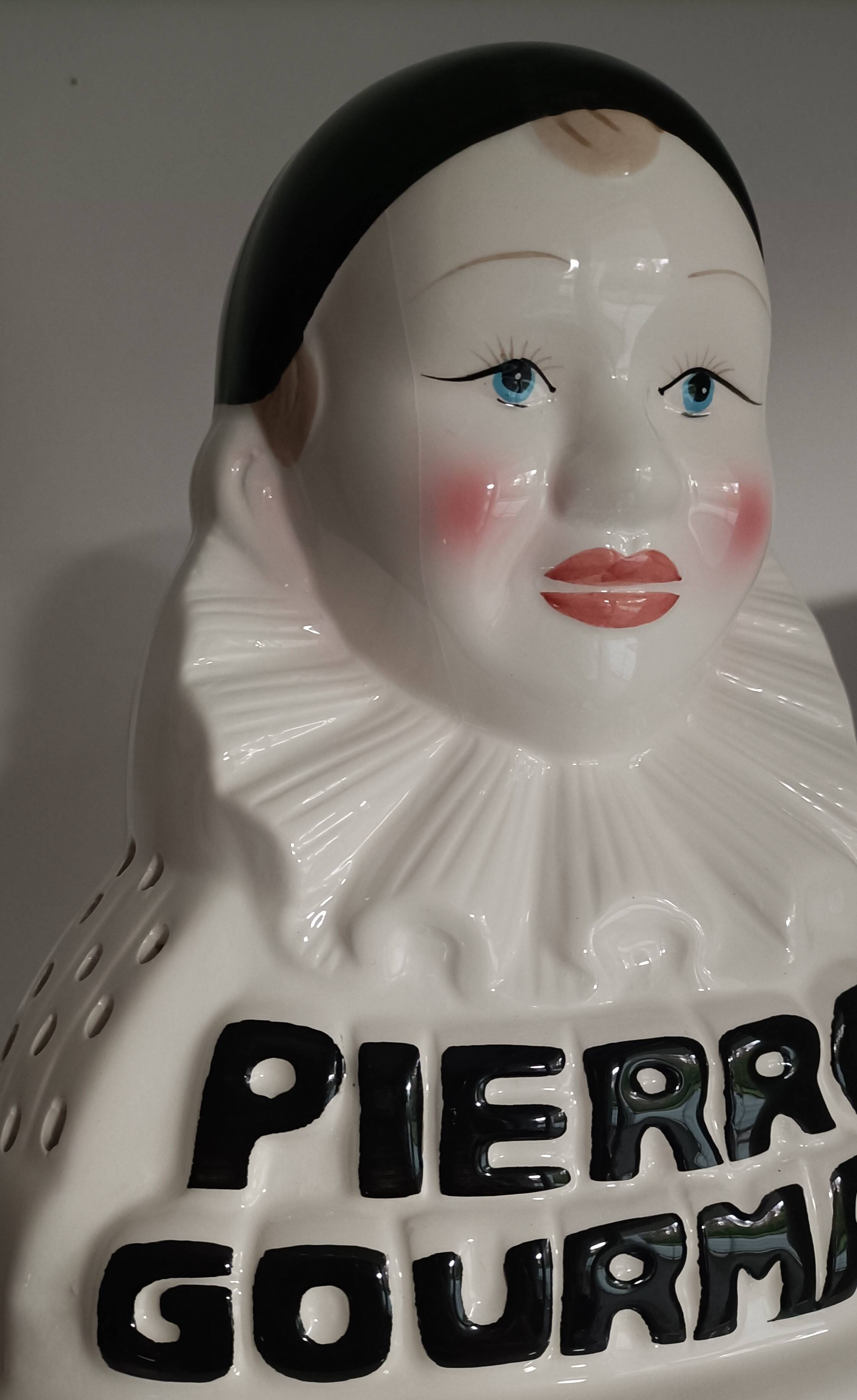 Advertising lollipop display with gourmet Pierrot bust in porcelain