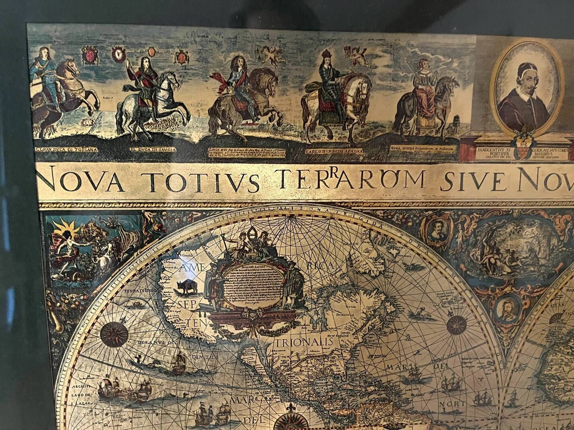 Golden old and new world map