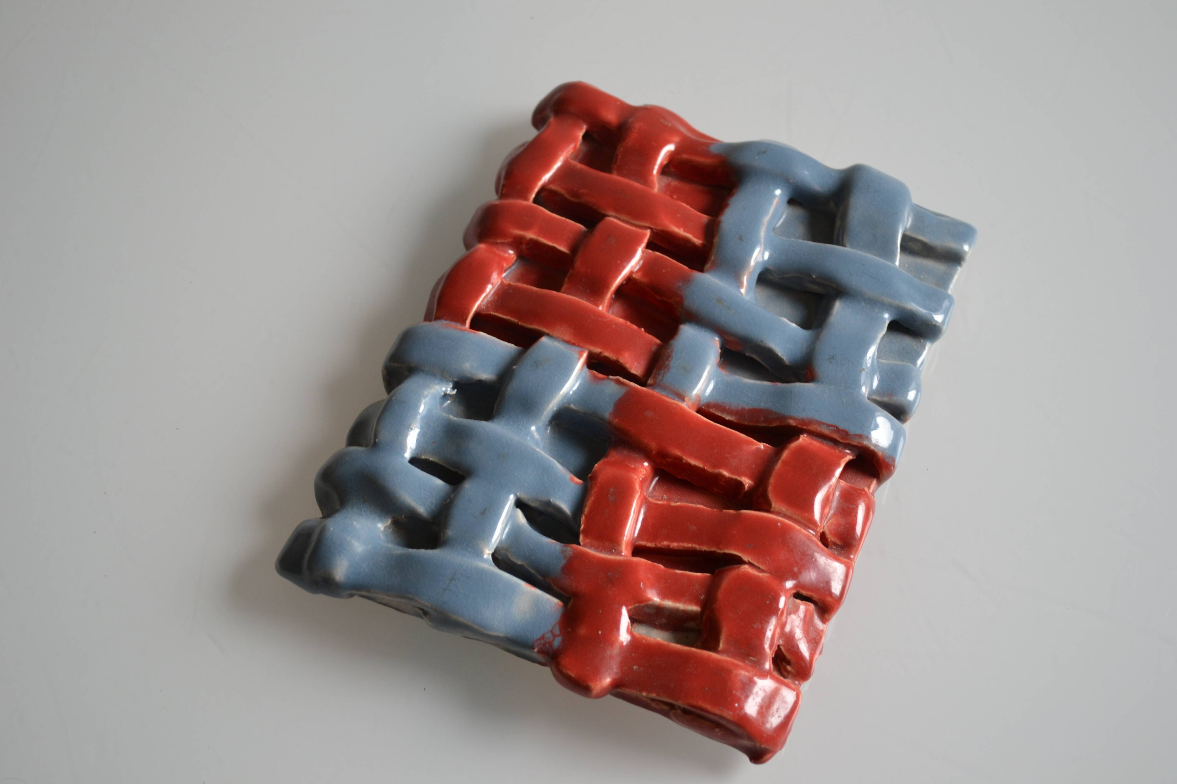 Vintage 1970 woven ceramic rest or trivet