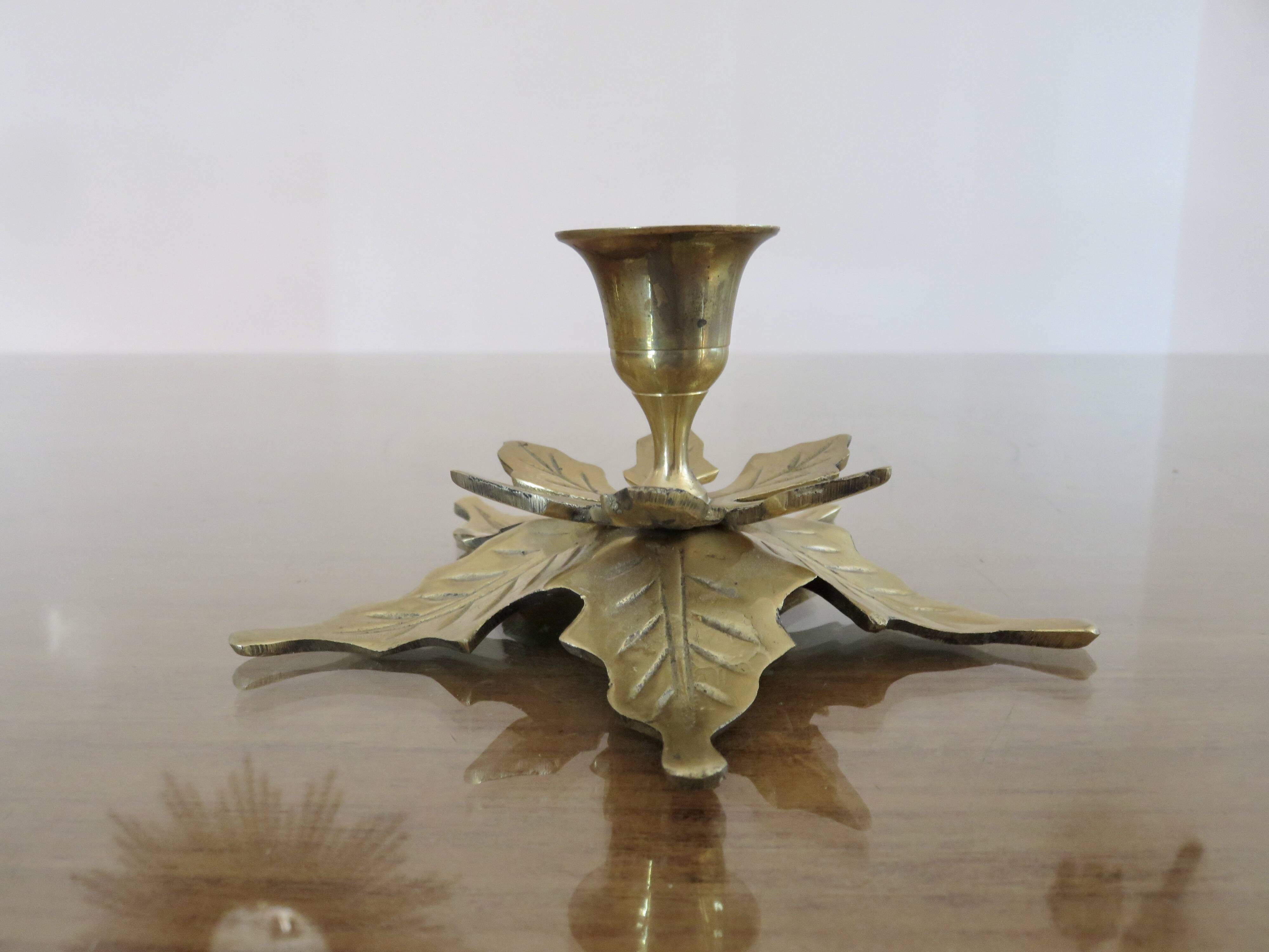Flower candle holder, in gilded brass 60s 70s