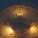 Large Swedish wall/ceiling light from the mid-century in linen and lace, Sweden, 1950s.