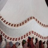 Vintage XXL pagoda lampshade with ecru fabric headband and fringes