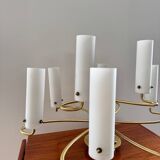 Brass and opaline glass suspension "Hillebrand" 1960
