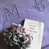 Old linen and cotton sheet tinted in lilac