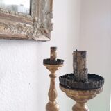 Pair of gold candlesticks with leaf