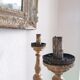 Pair of gold candlesticks with leaf