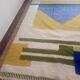 Tapis berbère tissé - motif bleu et jaune - tapis marocain fait main - 300x210 cm