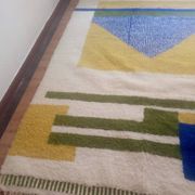 Tapis berbère tissé - motif bleu et jaune - tapis marocain fait main - 300x210 cm