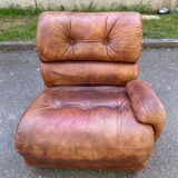 Modular sofa in cognac brown leather, Italy 1970s