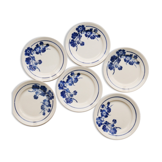 Lot de 6 assiettes capucines bleues Badonvillers