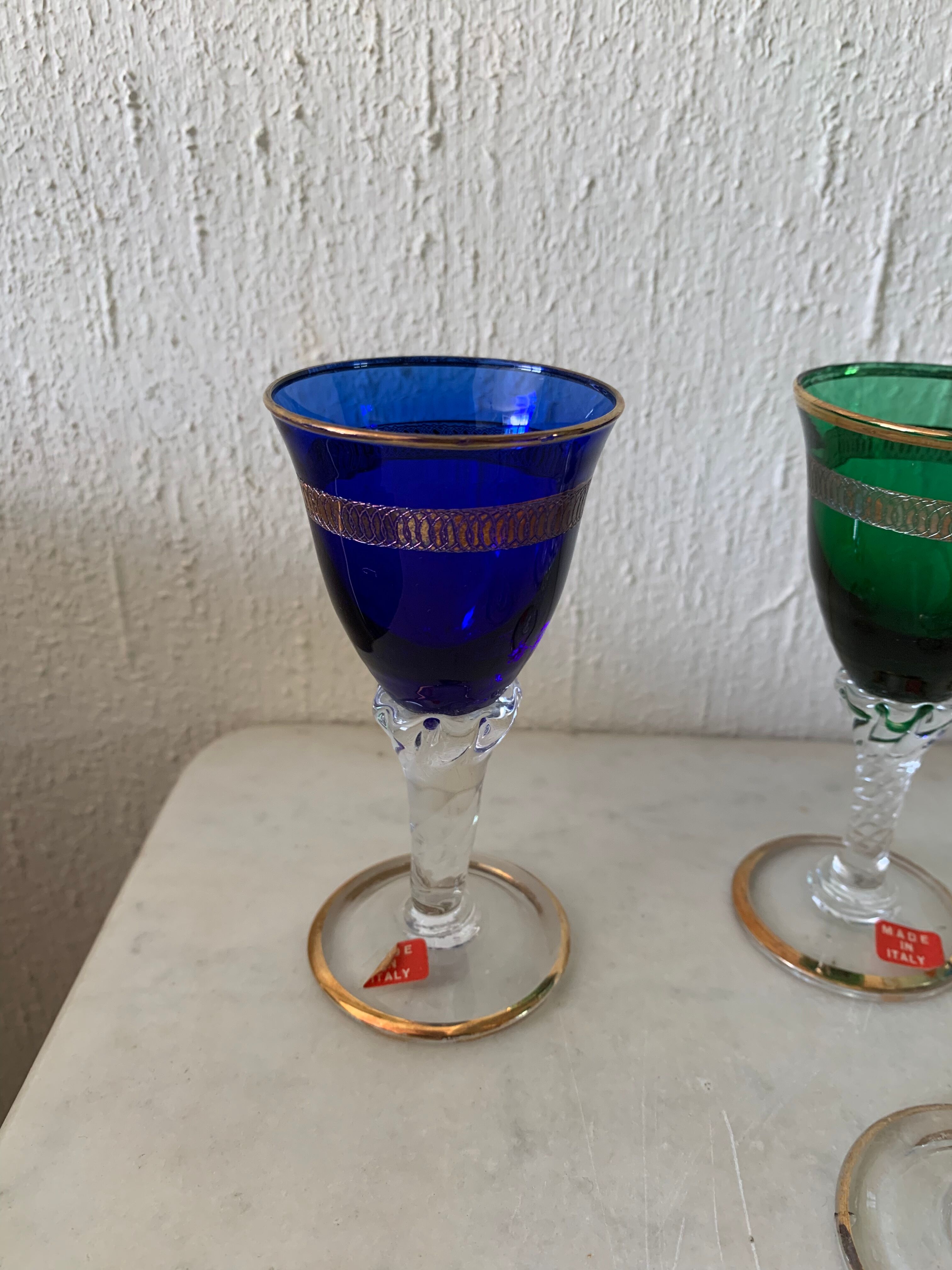 Murano multicolor liquor glasses