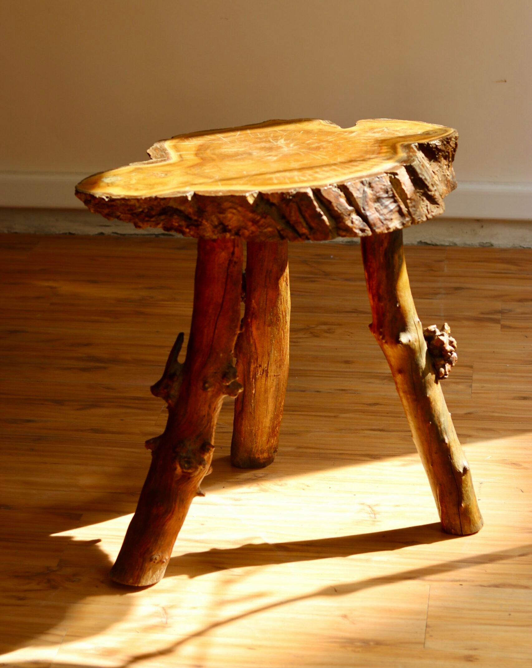 Brutalist side table in oak, 1950s-60s.