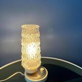 Set (2) of mid-century clear crystal glass bedside table lamps