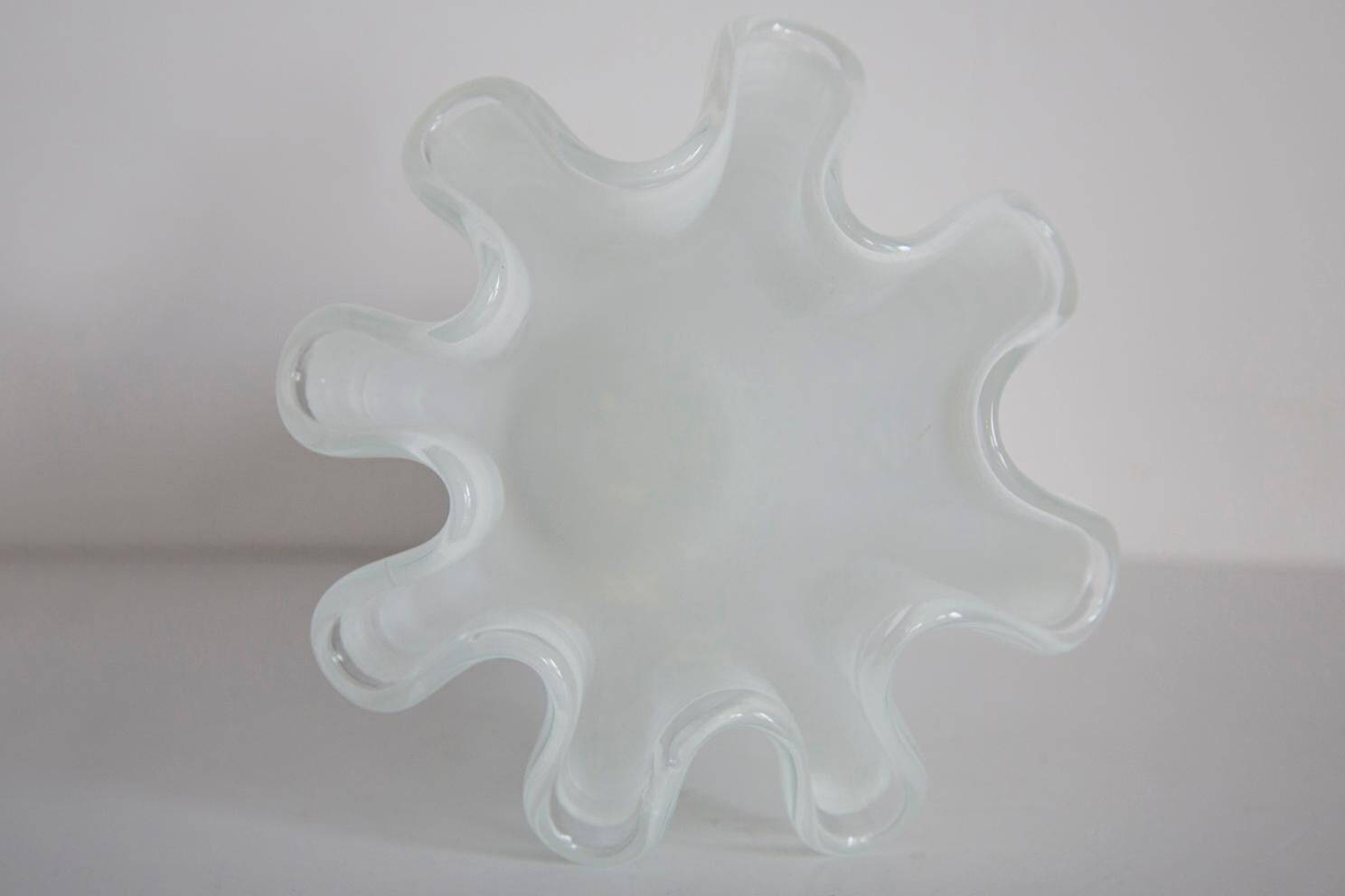 Vintage white Murano glass vase, Italy, 2000s