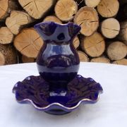 Blue and gold ceramic candlestick