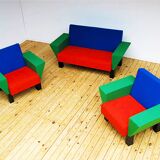 Westside bench and 2 armchairs by Ettore Sottsass for Knoll International, 1983