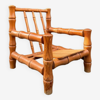 Solid wood imitation bamboo armchair