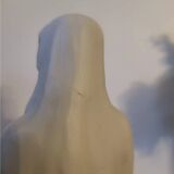 Religious statuette of the Virgin Mary in bisque porcelain